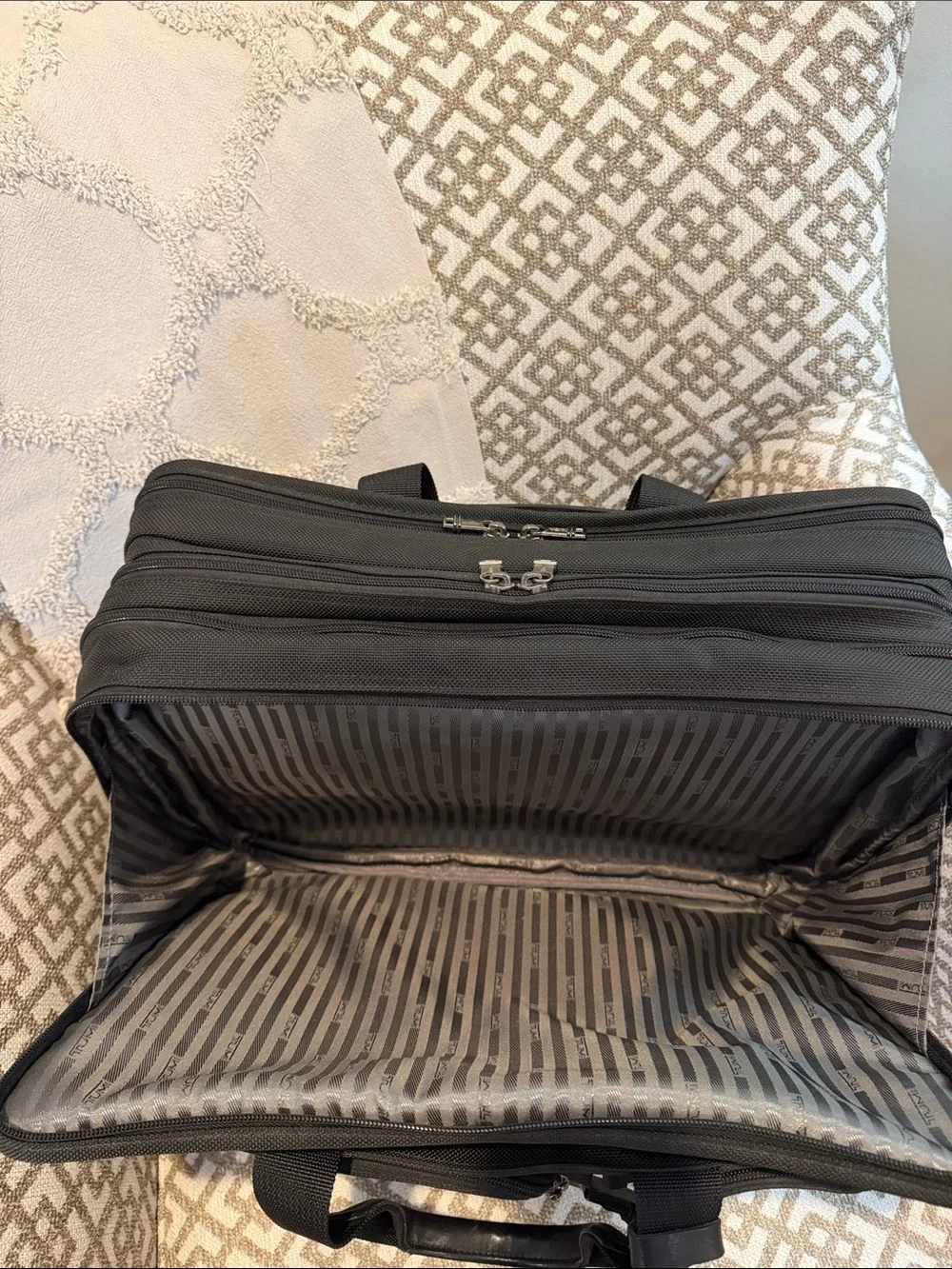 Tumi Black Laptop Briefcase with Red Logo Tag
